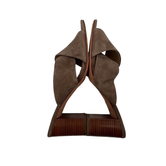 Lafayette 148 New York Brown Suede Strappy Block Heel Sandals Size 9 Women’s - Picture 6 of 9